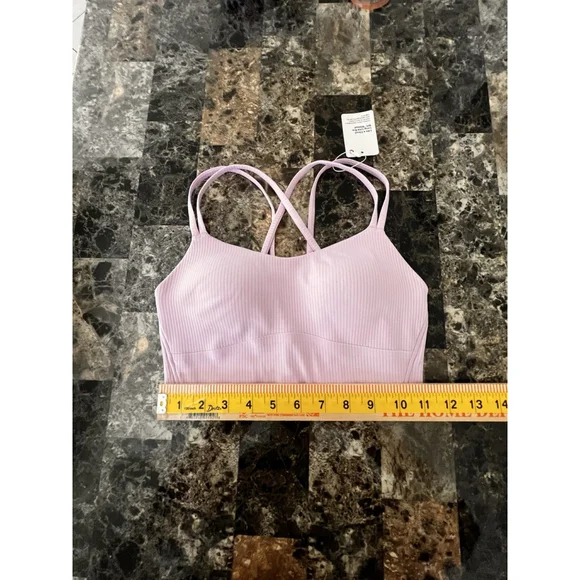 LULULEMON LIKE A CLOUD LONGLINE BRA B/C RIBBED PINK COLOR SIZE 4 NWT